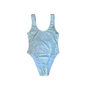Womens Silver Metallic/chrome Bodysuit/ Leotard